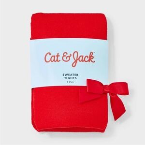 Cat & Jack Red Sweater Tights Size 12-24 Months